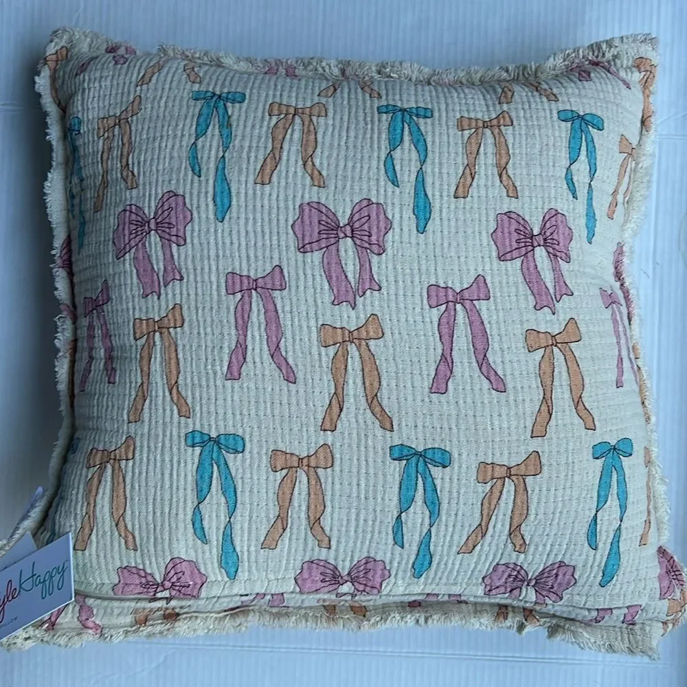 Style Happy Pastel Bows Throw Pillow